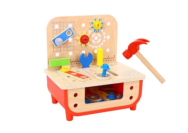 Bancada de Trabalho Ferramentas Tooky Toy Brinquedo Madeira