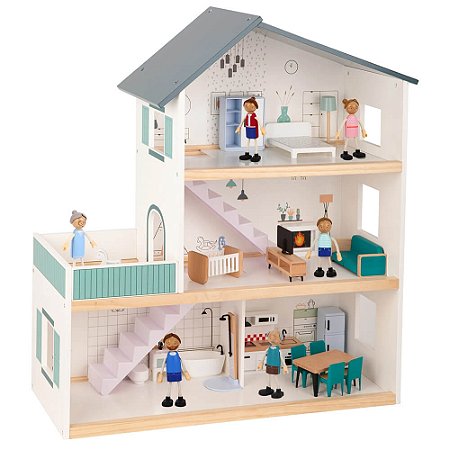 Super Casa de Bonecas em Madeira Tooky Toy