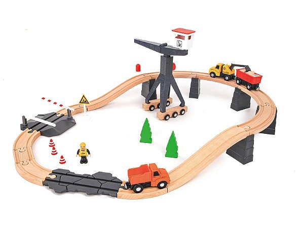 Conjunto Pista de Trem Média Brinquedo Construção Tooky Toy
