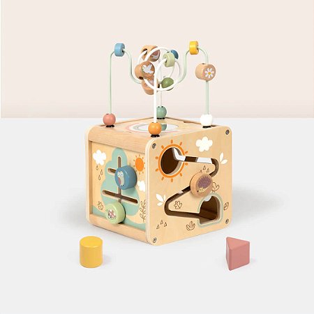 Cubo de Atividades Educativo Madeira Descobertas Tooky Toy