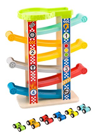 Pista Super Torre de Carros Corrida Madeira Brinquedo Tooky Toy