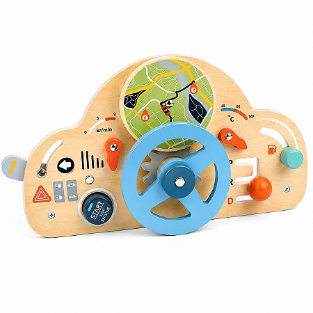 Painel de Atividades Motorista Mirim Volante Madeira Brinquedo Tooky Toy