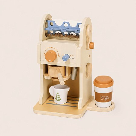 Máquina de Café Cafeteira Brinquedo Madeira Pequeno Barista Tooky Toy