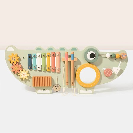 Crocodilo de Parede Brinquedo Atividades Musical Madeira Tooky Toy