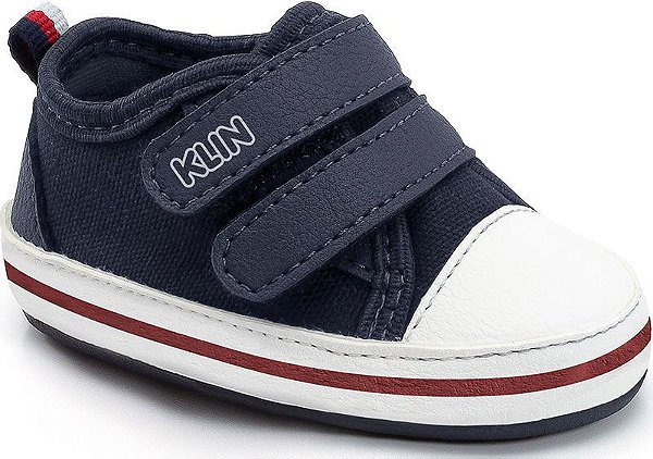 Tênis Bebê Meu Primeiro Klin - Jeans/Vermelho - Fran Kids Store - Moda Bebê, Infantil e Acessórios - 0 - 4 Anos