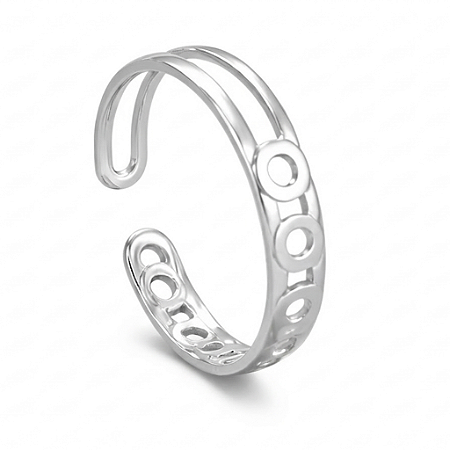 Anel Ajustável de Aço Inoxidável Prata Elo
