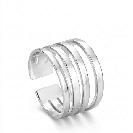 Anel Ajustável de Aço Inoxidável Prata Linhas