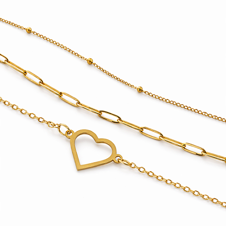 Mix de Pulseiras Aura Trio - Aço Inoxidável Banhado