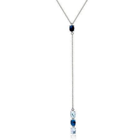Colar Gravata Tons de Lolita Azul - Prata 925