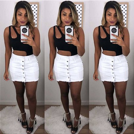 saia jeans com guipir