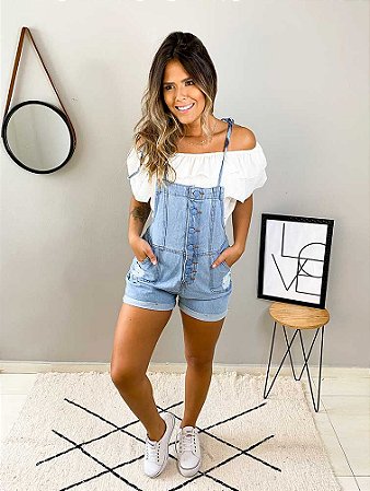 jardineira jeans clara