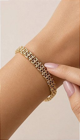 Pulseira Elo Luxo com Zircônias Cravejadas
