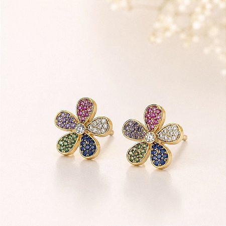 Brinco Flor Rainbow