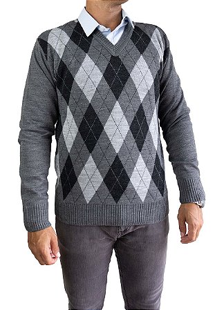 Blusa Masculina Lã Tricot Frio Escocesa - Baronesa Tricot - Especialista em  Tricô Feminino e Home Decoração