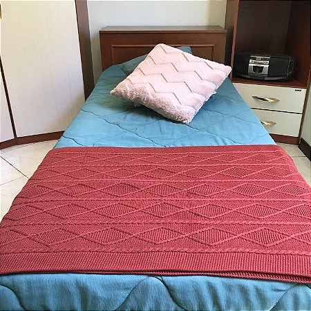 Peseira Tricot Decorativa Para Cama Solteiro Inglaterra