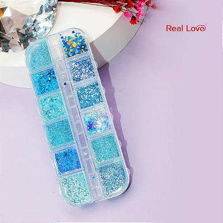 Glitter Com Variações Azul
