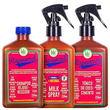 Lola Kit Shampoo, Milk Spray e Tonico Rapunzel - 3 Itens