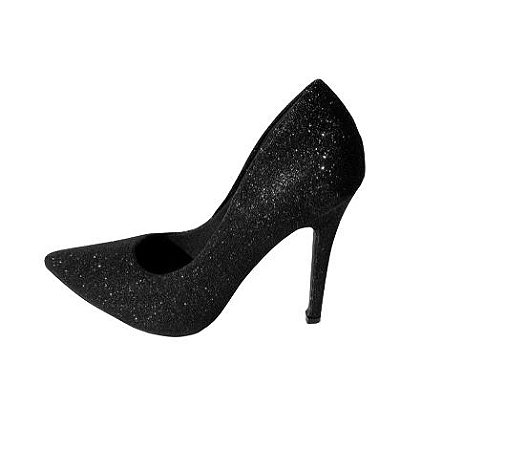 Scarpin Preto Glitter Leslie - HL1049 - Hanne Loret Calçados finos