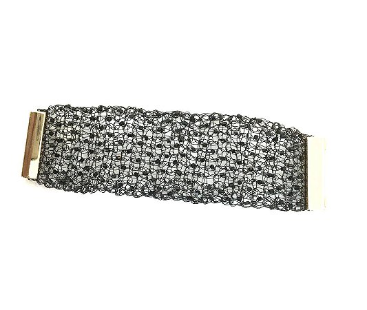 PULSEIRA TELA VIDRILHOS SALPICADOS