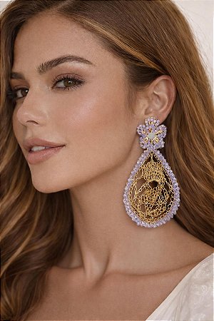 BRINCO GOTA RENDADO TECIDA EM CROCHÊ DE METAL – HELIANA LAGES