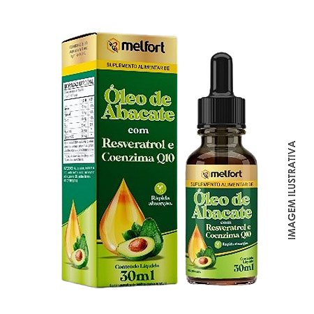 Óleo de Abacate com Resveratrol e Coenzima Q10 30ml - Melfort