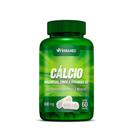 Calcio, Magnesio, Zinco e Vitamina D3 - 60 Cápsulas - Herbamed