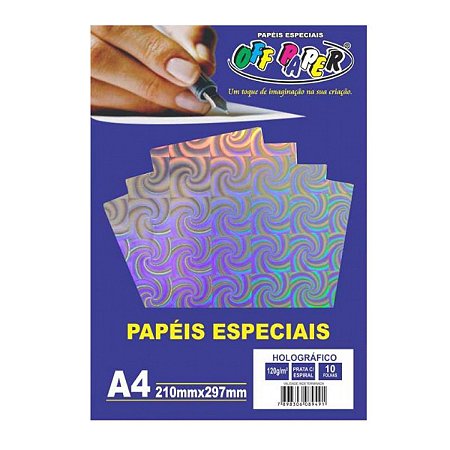 Papel Holográfico 120g A4 OffPaper Pacote Com 10 Folhas