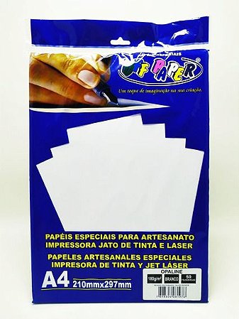 Papel Opaline off set/opaline A4 180gr Branco Pacote com 50fls