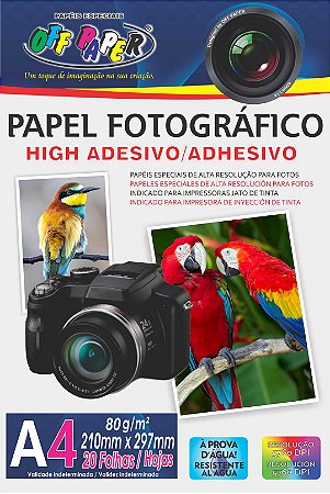 Papel Fotográfico A4 Glossy Adesivo 80g - pct c/ 20fl