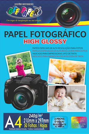 Papel Fotográfico A4 Glossy 240g - pct c/ 50fl