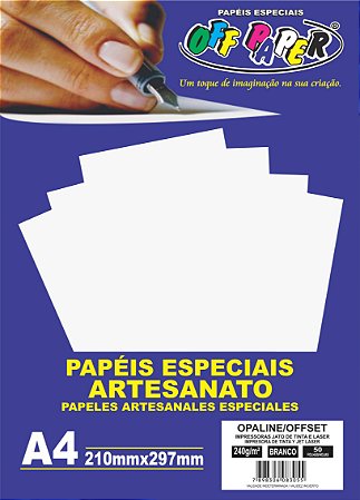 Papel Opaline off set/opaline A4 240gr Branco Pacote com 50fls