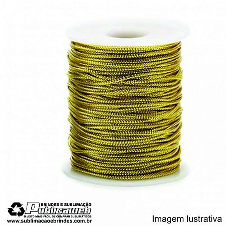 Cordão Metalizado Dourado - 1mm - 50 Metros