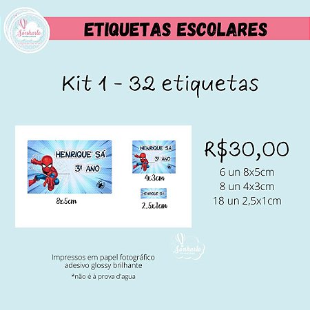 Etiquetas escolares Kit 1 - 32 etiquetas