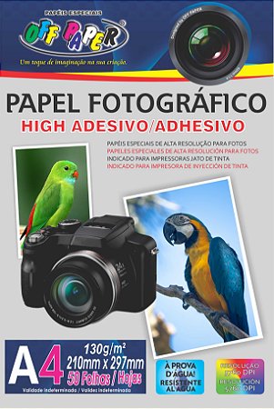 Papel Fotográfico A4 Glossy Adesivo 130g - pct c/ 50fl
