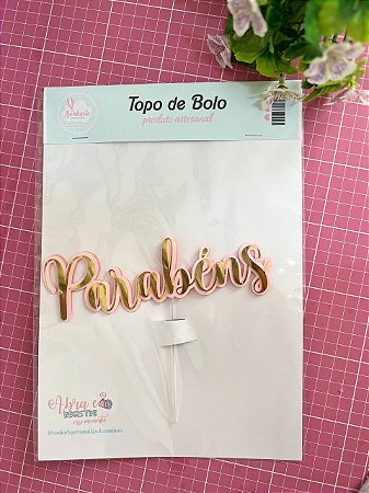 Topo de Bolo Parabéns - PRONTA ENTREGA