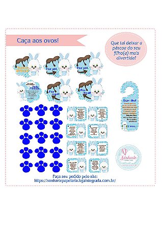 Kit Caça aos Ovos de Páscoa Azul