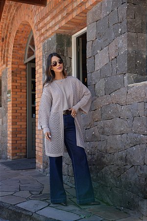 Casaco Kimono Longo Vazado