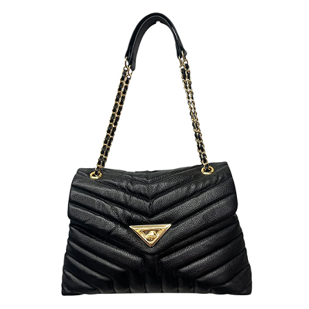 Bolsa Moira Bad Rocker - Couro Legítimo Acolchoado Chevron