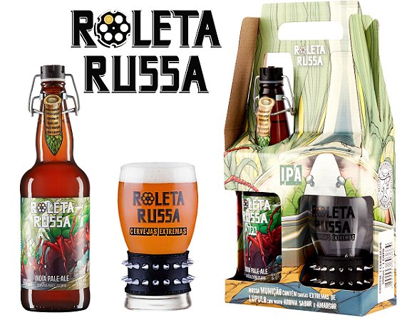 Kit Cerveja Roleta Russa IPA 500 ml e Copo Bracelete 320ml