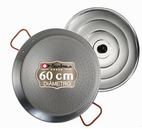 Paellera Valenciana Garcima 60 cm polida com Tampa - 19 Porções
