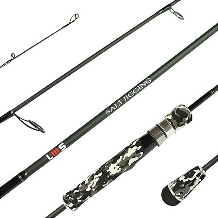 Vara Lumis Salt Jigging 6'0 - 30lb Molinete - Carbono Sólido Preto Camuflado