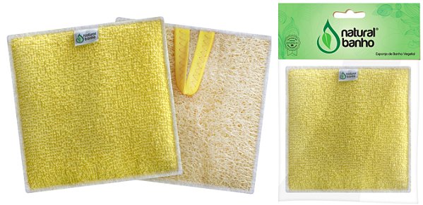 Esponja de Banho Bucha Vegetal Basic Quadrada - Caixa com 24 unidades