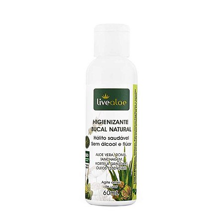 Higienizante Bucal Natural sem Álcool e sem Flúor Livealoe 60ml