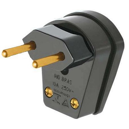 PLUG 90º MACHO 2P FAME PRETO 10A