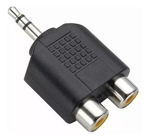 ADAPTADOR PLUG RCA P2X2 FÊMEA RCA PLÁSTICO PRETO