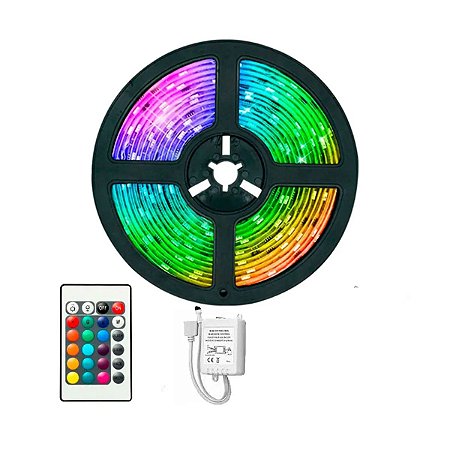 FITA LED RGB 5M IP65 12V COM CONTROLE