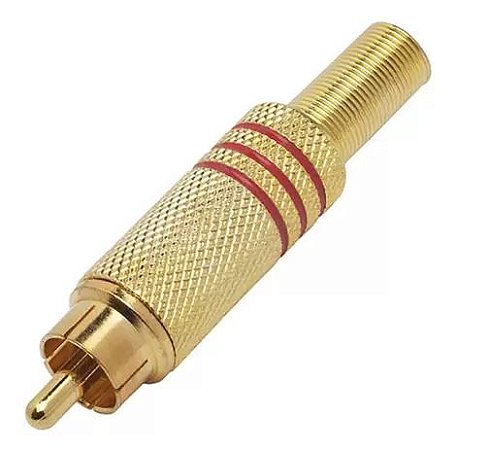 PLUG MACHO RCA DOURADO VERMELHO