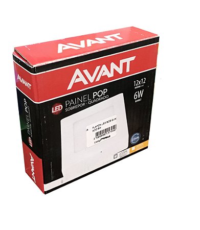 PAINEL LED SOBREPOR QUADRADO 12W BRANCO FRIO AVANT