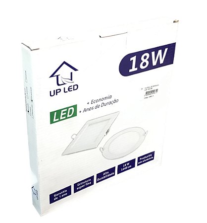 PLAFON EMBUTIR QUADRADO 18W BRANCO FRIO UP LED