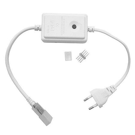 PLUG CONECTOR BRANCO PARA MANGUEIRA CHATA LED RGB